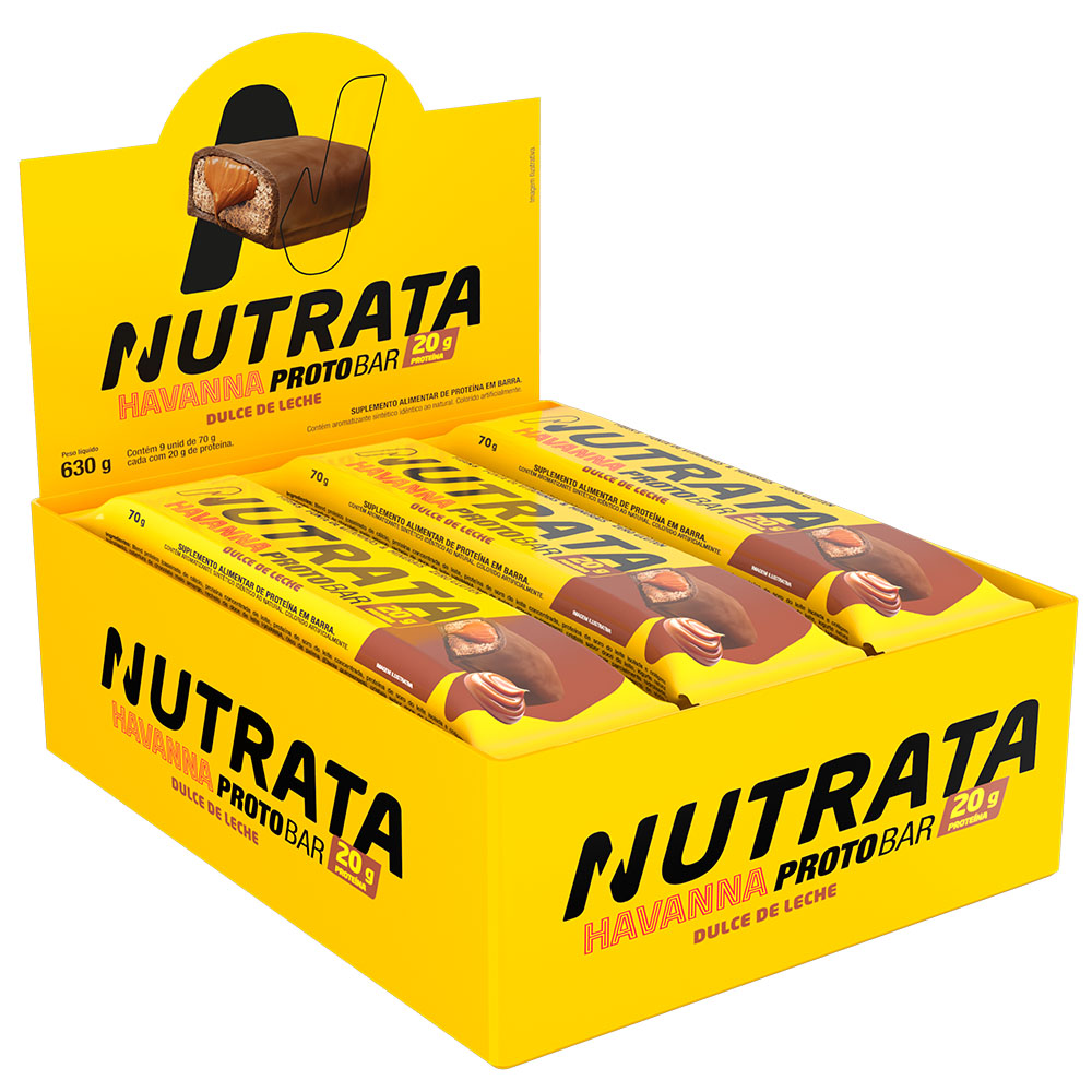 Nutrata Proto Bar Havanna 70g display com 9 barras - Dulce de Leche