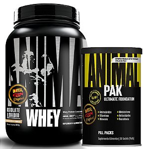 COMBO ANIMAL PAK 30 PACKS + ANIMAL WHEY COOKIES AND CREAM - 907G UNIVERSAL NUTRITION